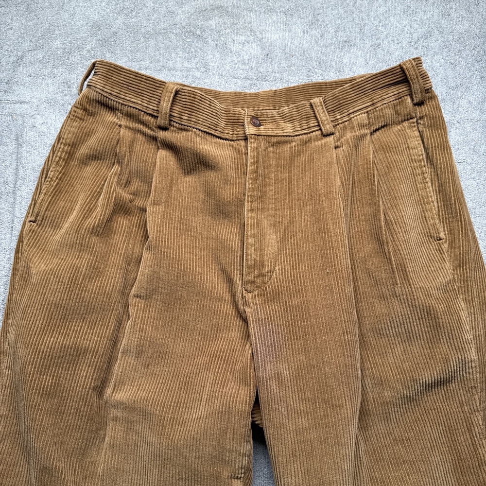 Brooks Brothers Brown Corduroy Pleated Dress‎ Pants Mens 36 Classic Fit Cuffed